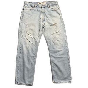 Levi's 505 Mens Jeans 36x30 Regular Fit Straight Leg Distressed Light Wash Y2K
